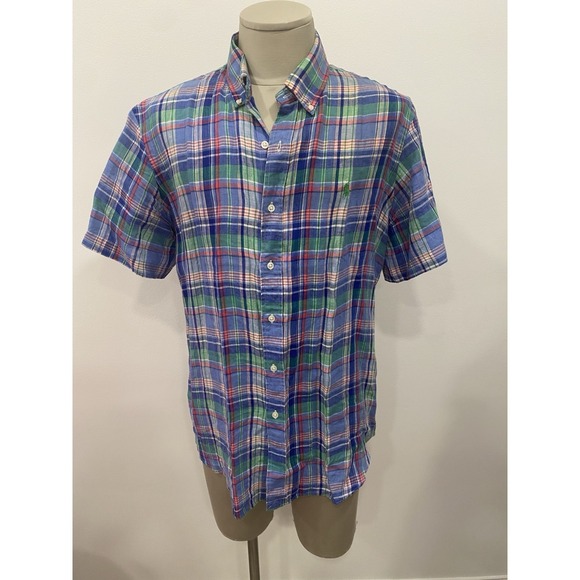 Lauren Ralph Lauren Other - Ralph Lauren mens linen shirt button down Madras Plaid Colorful SZ Large Preppy